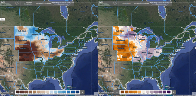 Varying moisture levels in the U.S. underline uncertainty